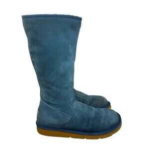 UGG Classic Tall Leather Sheepskin Winter Boots Sunset Turquoise Blue Zip 8